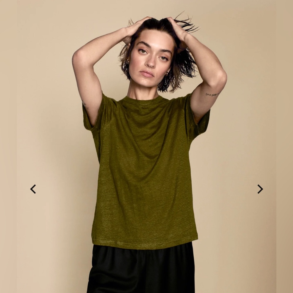 SOLD OUT NYC x NATALIE BORTON - THE LINEN PERFECT TEE IN OLIVE